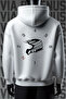 Vites Helmet Biker Front and Back Printed 3 Thread Wide Pattern White Hooded Sweatshirt