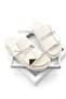 Women's Genuine Leather Daily Buckle Velcro Slippers Foil Ecru