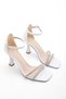 Women's Stoned Evening Dress Heeled Shoes Blunt Toe Sapro white - 6