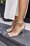 Clauss Women's Gold Gold Single Strap Heel Sandals - 3