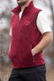 Claret Red Fleece Vest - Two Pockets and Zipper, Eagle Embroidery