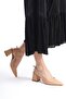 Pointed Toe Thick Heeled Nude Skin Stiletto - 4