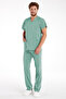 Men's Green Lycra Thin Fabric Scrubs Doctor Nurse Jersey Bat Sleeve Surgical Suit - 3