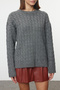 Anthracite More Sustainable Soft Textured Basic Knitwear Sweater Twoaw25Kz00334 - 3