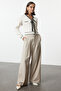 Antrasit Renk Bloklu Kurdele/Fiyonk Detaylı Triko Hırka TWOAW25HI00246 - 2