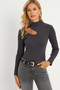 Women's Anthracite Cross Neck Half Fisherman Blouse B1404 - 2