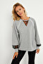 Women's Gray Lace Detailed Sweatshirt Ey2906