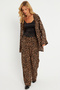 Women's Camel-Black Patterned Top and Bottom Set Gç168 - 4