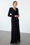 Black Straight Regular Woven Stylish Evening Dress & Homecoming Dress Tpraw25Ae00005 - 2