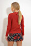 Women's Tile Stand Collar Ribbed Stitching Knitted Blouse Alc-X12484 - 6