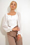 Women's White Square Neck Zip Sleeve Tulle Blouse Alc-X12650 - 5