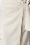 Beige Double Breasted Lacing Detail Linen Look Woven Skirt Twoaw25Et00134 - 4