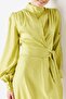 Curved Closure Shiny Texture Dress - Oil Green - 6