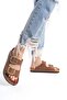 Women's Taba Nubuck Gold Buckle Double Banded Adjustable Buckle Daily Slippers - 3