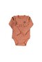 Long Sleeve Frilly Adjustable Snap Fastener Bodysuit Cosmos Pink Organic Cotton