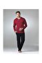 Men's Claret Red Long Sleeve Pajama Set T3409