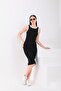 Black and White Piping Body-Fitting Sleeveless Knee-Length Ribbed Flexible Thick Strap Camisole Dress - 5