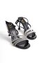Black Open Back Stone Ankle Strap High Heeled Evening Dress Shoes - 2