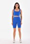 Blue Stretchy Ribbed Sports Bra - Biker Leggings Set - 2