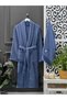 Powder Navy Blue Toweled Bathrobe Set of 4 - 3