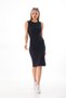 Navy Blue Fitted Sleeveless Crew Neck Below Knee Ribbed Flexible Knitted Camisole Dress - 3