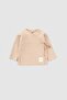 Organic Cotton Muslin Double Breasted Baby Set Beige - 2