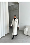 Stone Plated Buttoned Slit Long Coat-44092 - 4