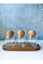 Glass Spice Jar and Jar Set with Wooden Stand and 3 Wooden Ball Lids - 3