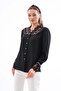 Plus Size Guipure Lace Women's Crepe Shirt - G0053 - 4