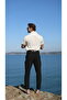 Men's Belted, Layered, Ankle-Length Fabric Trousers - 2