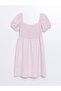 Xside Pink Square Neck Plaid Short Sleeve Women's Dress (S4) - 7
