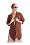Lcwaikiki Classic Tile Shawl Collar Plain Oversize Linen Blend Women's Kimono (S4)