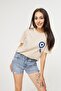 Crochet Knit Detailed Evil Eye Bead T-Shirt - 2