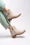 Elyedelia Women's Elastic Boots with Buckle Detail 0012452 Matte Beige - 5