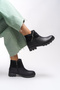 Gaenledha Women's Ribbon and Stone Detailed Boots Black Leather - 5
