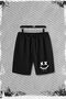2-Piece X Smiling Face Shorts and T-Shirt Set, Black Set, NASASORTTSHIRT - 3
