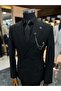Black Double-Breasted Slim Fit Suit - 2
