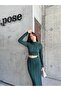 Turtleneck Blouse and Skirt Set - 2