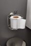 Lüksay Model Silver Mount-Free Toilet Paper Holder Ergonomic Design Wc Paper Holder Hanger - 5