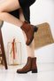 Bound Leather Anti-Slip Sole Zippered Boots Trend Fashion Stylish 580 Tan Skin Boots - 3