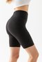 Women's Black High Waist Gathering Karyoka Stitching Breathable Soft Textured Flexible Sports Shorts Leggings - 8