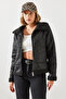 Women's Black Suede Plush Coat 2417 60251779 - 5