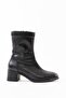 Women's Black Faux Leather Stretch Short Boots - 5