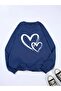 Women's Heart Printed Crew Neck Sweatshirt