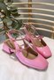 Pink Patent Leather Mary Jane - Square Toe, Helmet, Short Block Heeled Women's Shoes