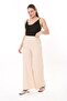 Women's Large Size Mink Ornamental Metal Buttoned Pocketless Pants 65N37817 - 3