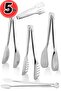 Stainless Steel Luxury 5-Piece Tongs Serving Set Pastry, Salad, Pasta, Grill, Sugar Bowl Tongs Serving Set