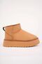 Women's Mini Tan Suede Ankle Boots with Furry Inside and Flat Sole - 5