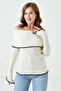 Knitwear Fabric Long Sleeve Madonna Collar Cream Blouse 1028