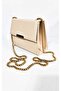 Women's Faux Leather Shoulder and Clutch Bag with Gold Metal Strappy , Magnetic Closure, and Two Compartments. - 2